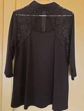 Belldini Black Lace Cutout Women’s Top Size XL